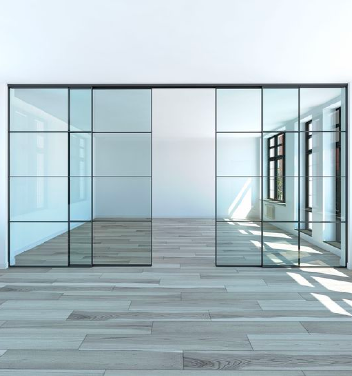 "Environmentally friendly glass partitions in a newly renovated, unfurnished apartment located in downtown New York. "