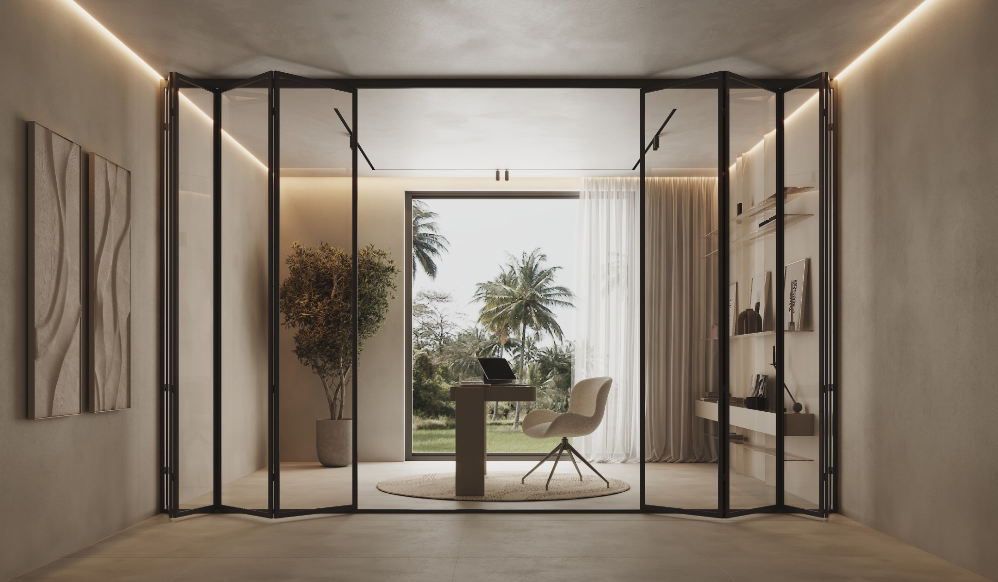 Bi-Fold Glass Partition