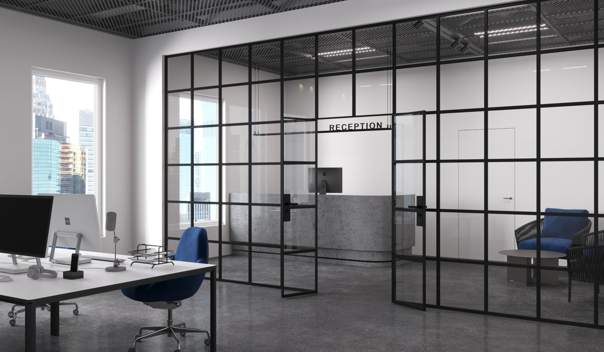 Bi-Fold Glass Partition